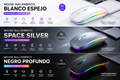 Mouse Inalámbrico Bluetooth Dual Recargable con Luz LED Silencioso, Compatible con PC, Laptop y Tablet