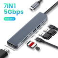 Hub USB-C Premium 7 en 1 | HDMI 4K, USB 3.0, SD/TF y Carga PD 100W