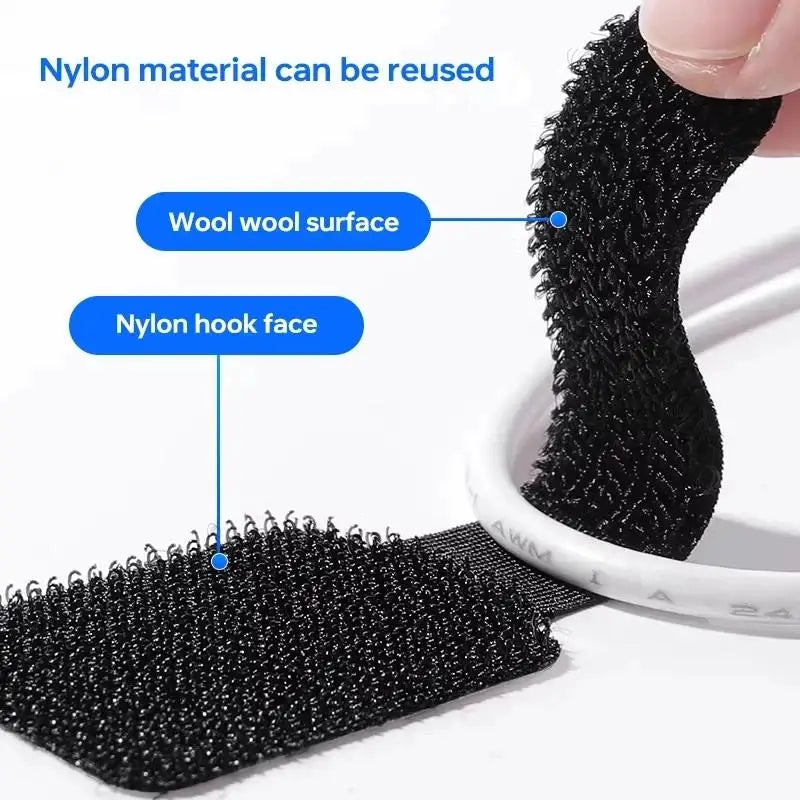 Organizador de Cables Reutilizable con Velcro Adhesivo | Mantén tu Espacio Siempre Ordenado