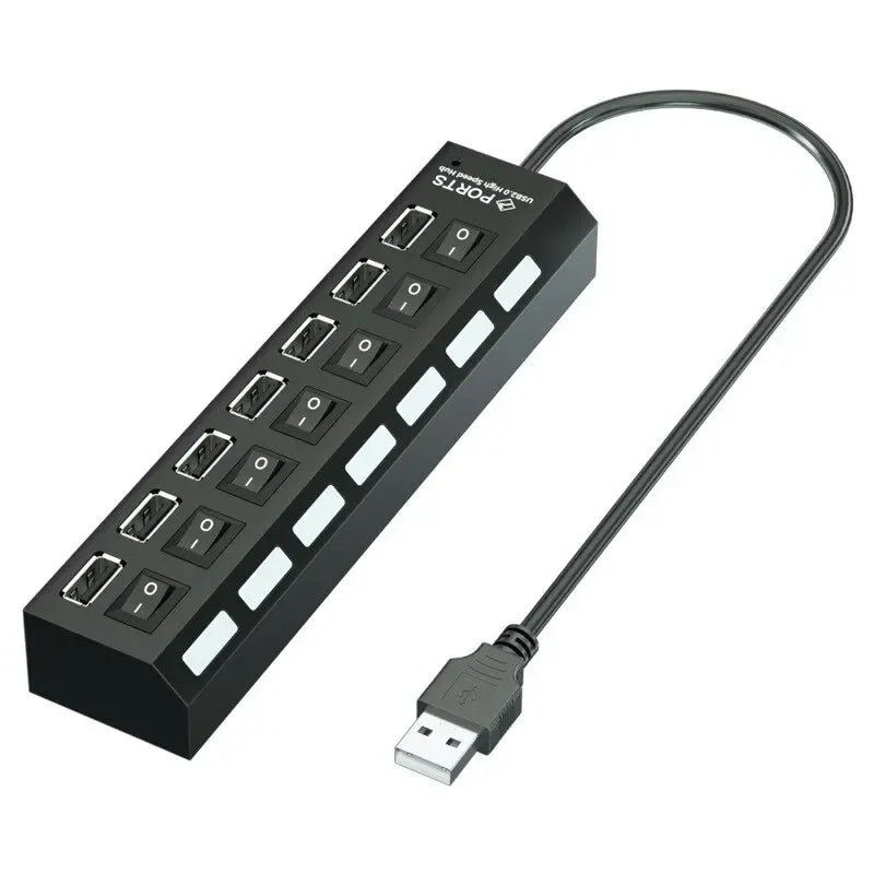 Hub USB 7 Puertos con Interruptores Individuales – Expande tu Conectividad al Máximo