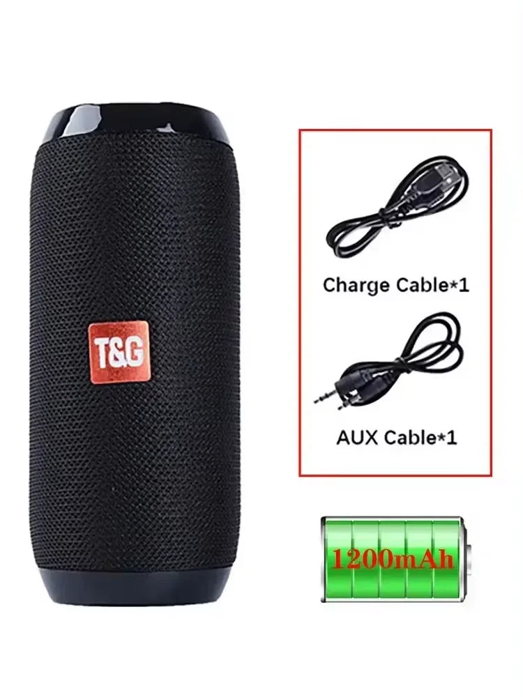 Bocina Bluetooth Portátil T&amp;G TG117 | Bluetooth 5.3 | Sonido Estéreo 10W | Manos Libres | USB, AUX y Tarjeta TF