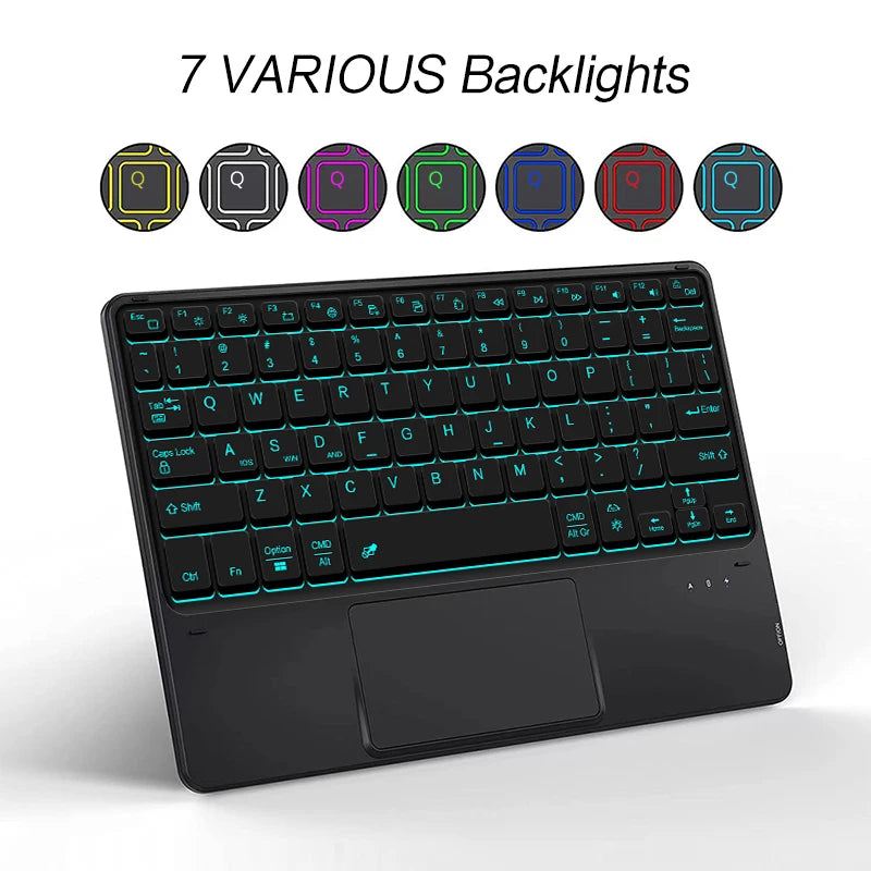 Funda con Teclado Bluetooth para iPad Pro 11" y iPad Air | Touchpad Multigestos | Retroiluminación RGB | Soporte para Apple Pencil