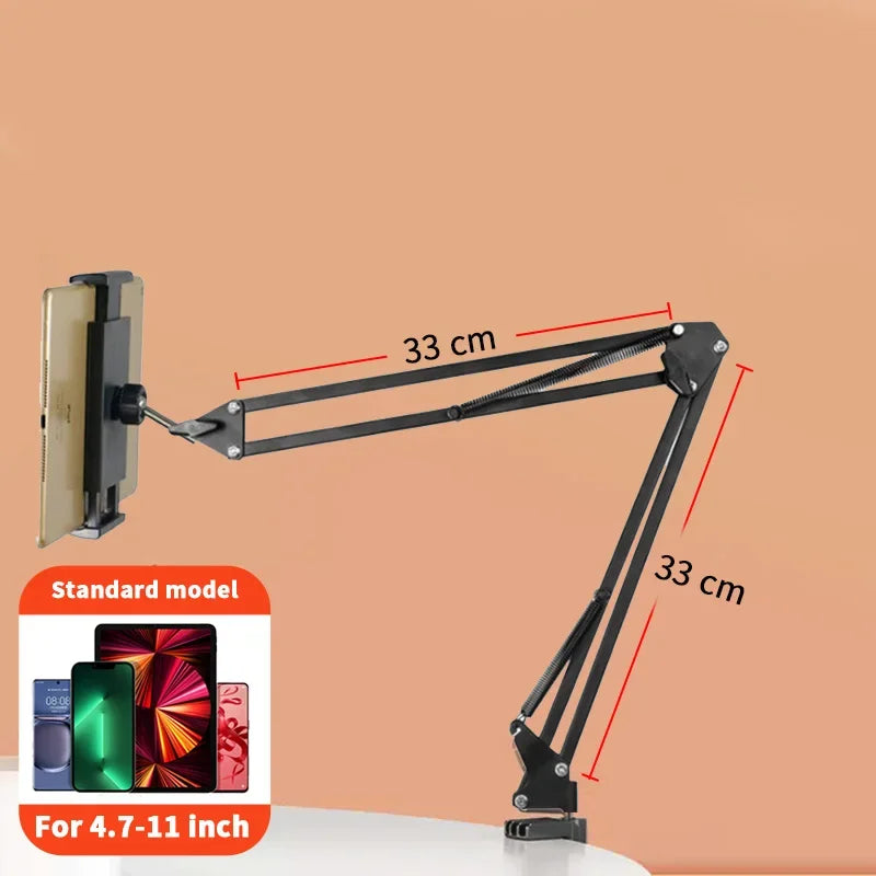 Soporte Metálico para Tablet y Celular con Brazo Flexible de 90 cm y Giro 360°