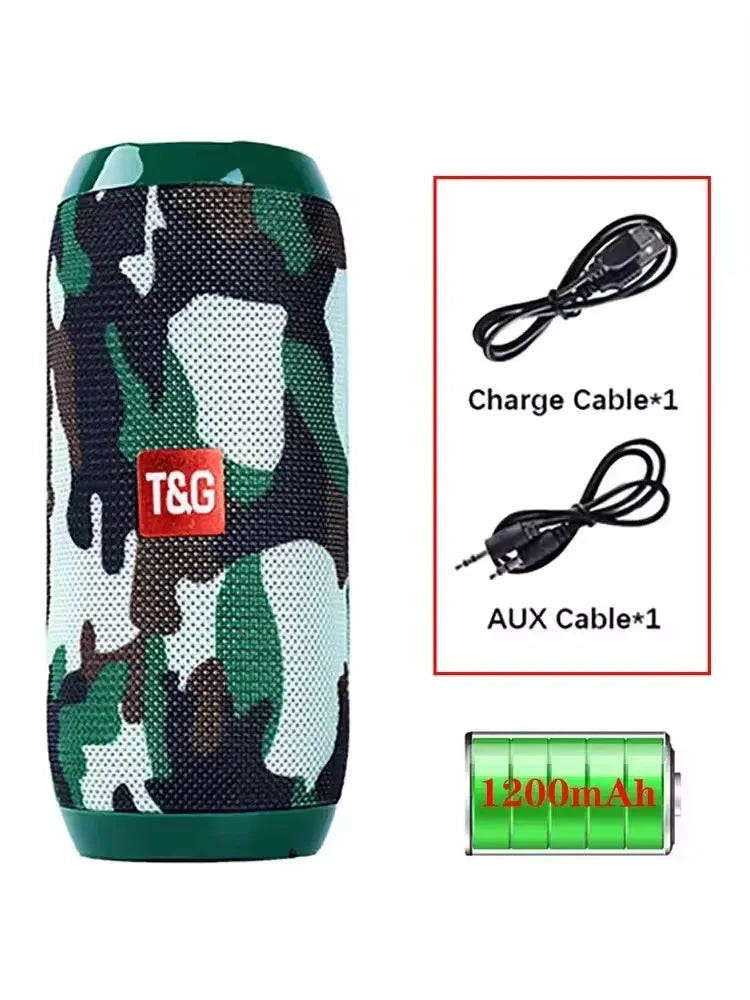 Bocina Bluetooth Portátil T&amp;G TG117 | Bluetooth 5.3 | Sonido Estéreo 10W | Manos Libres | USB, AUX y Tarjeta TF