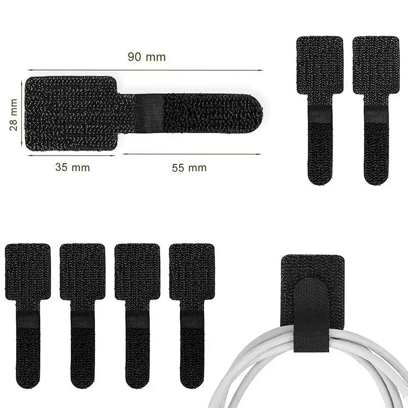 Organizador de Cables Reutilizable con Velcro Adhesivo | Mantén tu Espacio Siempre Ordenado