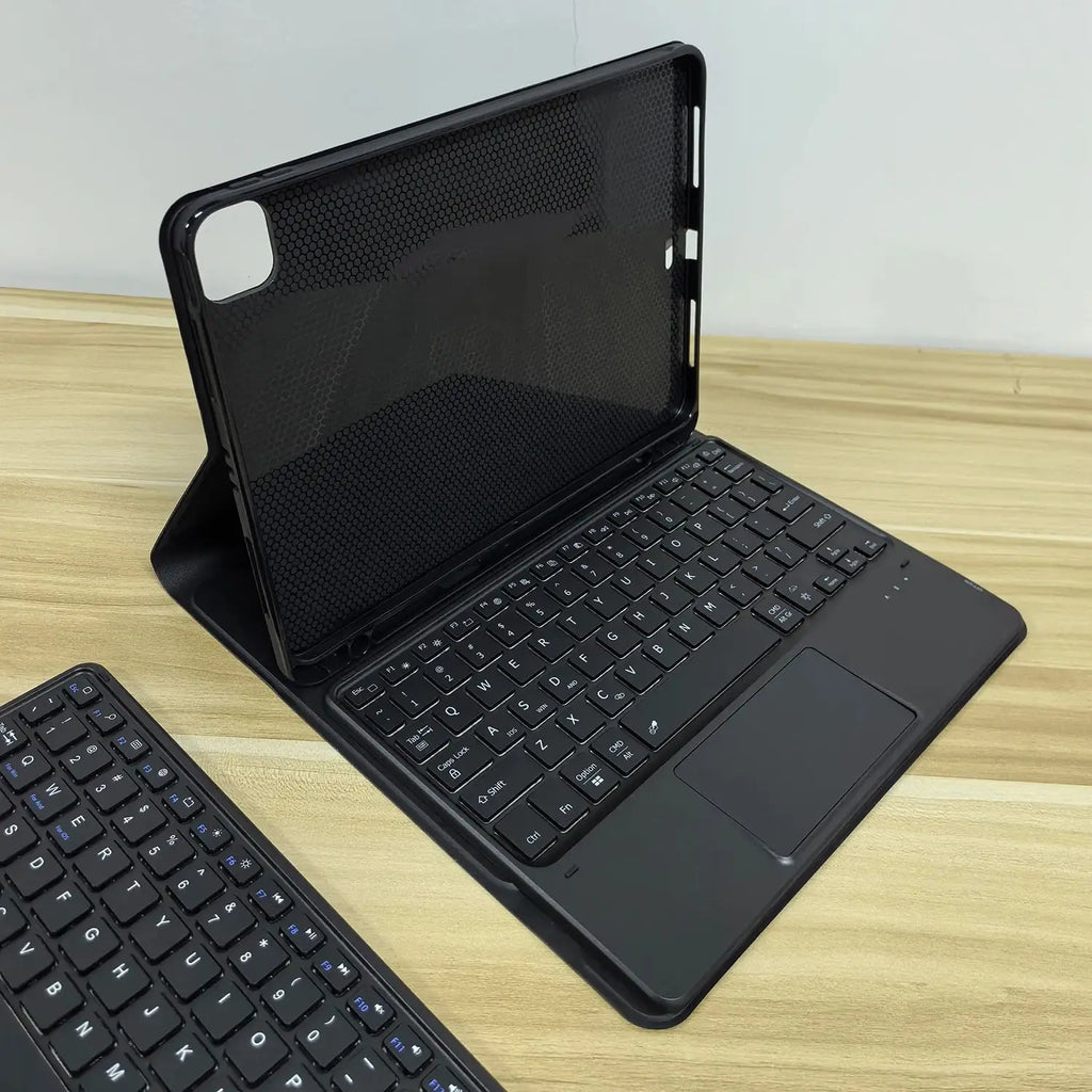 Funda con Teclado Bluetooth para iPad Pro 11" y iPad Air | Touchpad Multigestos | Retroiluminación RGB | Soporte para Apple Pencil
