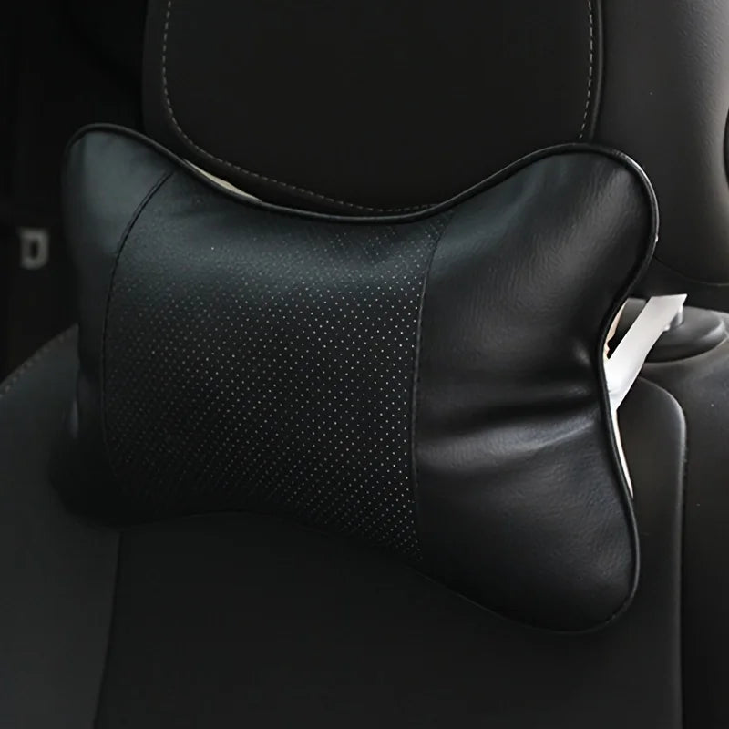 Almohada Cervical Premium para Auto | Soporte Ergonómico para Cuello | Cuero PU Suave | Universal