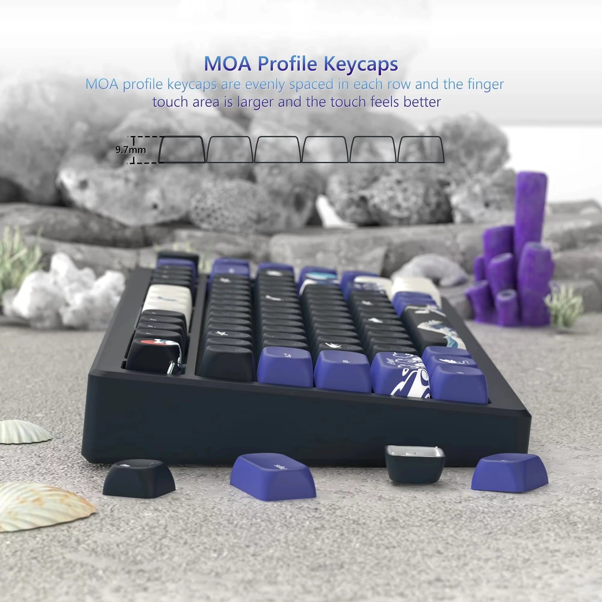 Keycaps PBT MOA Premium para Teclado Mecánico | 130+ Teclas | Dye Sublimation | Compatible Cherry MX