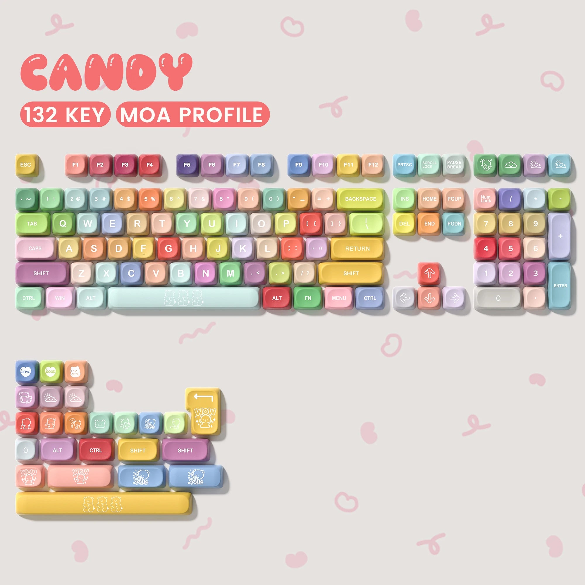 Keycaps PBT MOA Premium para Teclado Mecánico | 130+ Teclas | Dye Sublimation | Compatible Cherry MX