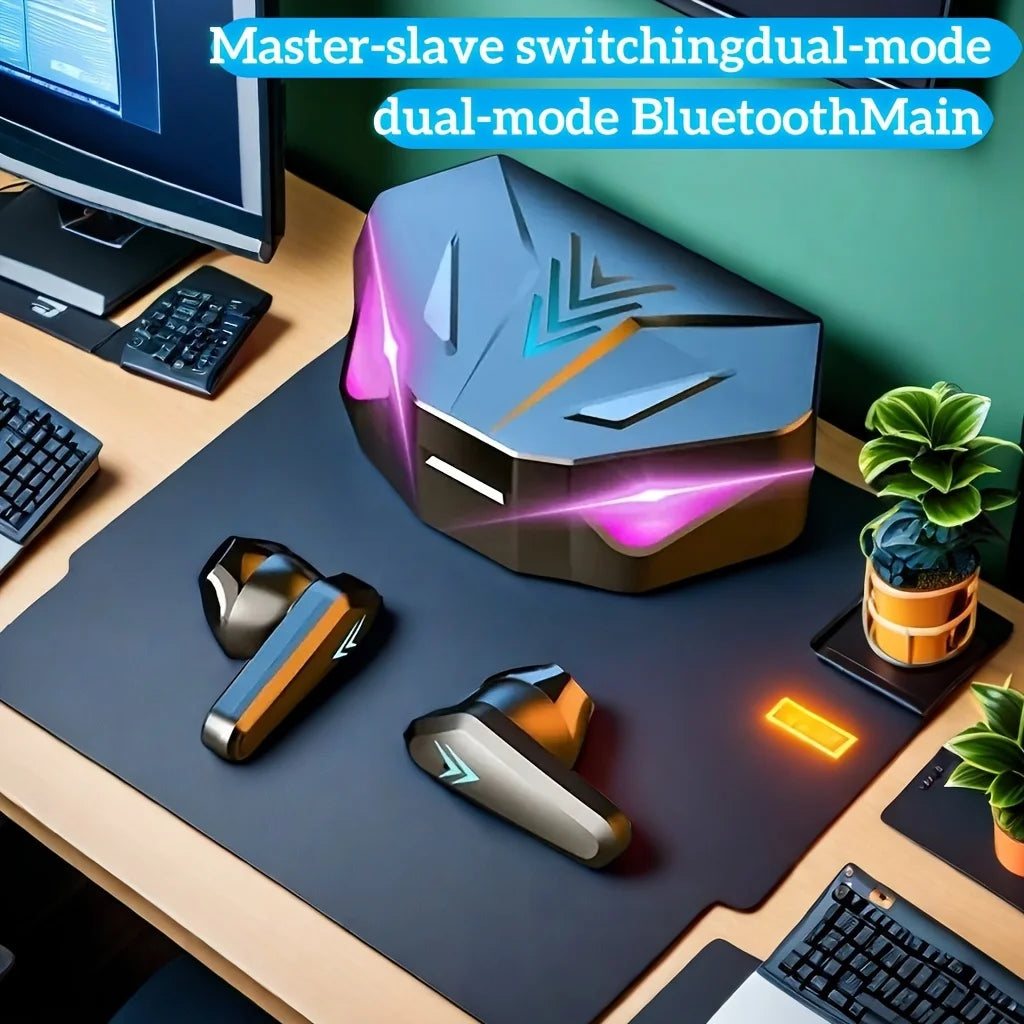 Auriculares Gaming Inalámbricos X15 Bluetooth 5.3 con Pantalla LED | Baja Latencia | Micrófono HD | Estuche de Carga