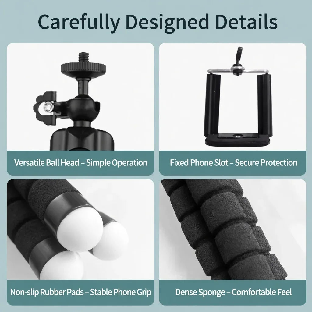 Trípode Flexible Universal con Control Remoto Bluetooth para Celular, Cámara y GoPro