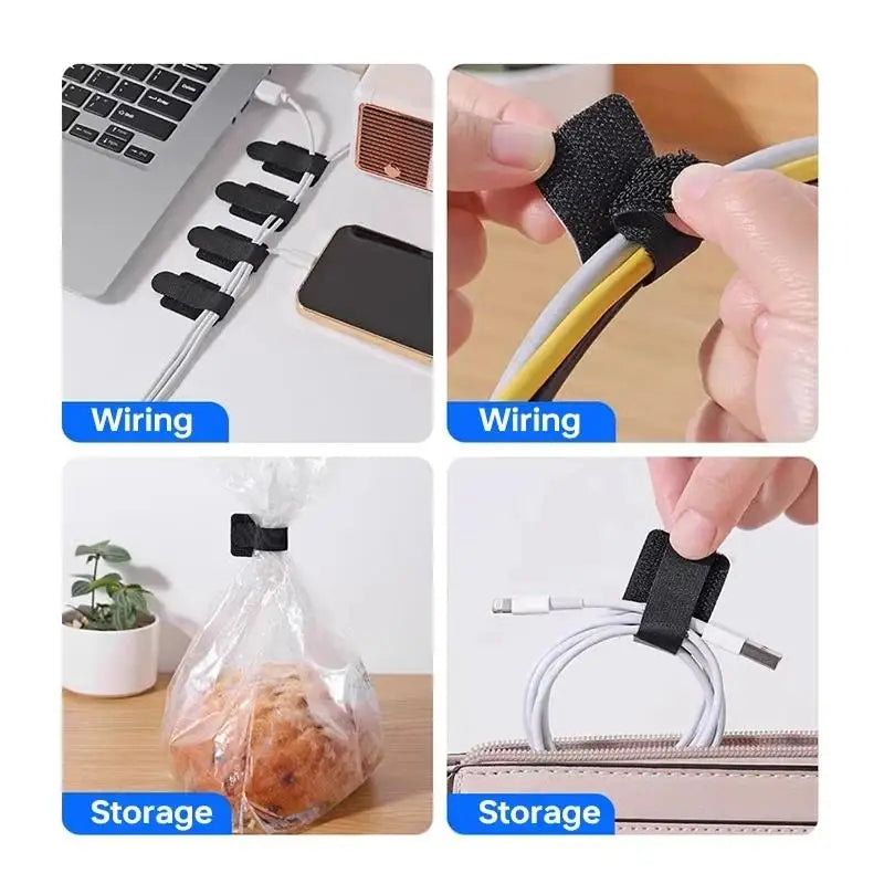 Organizador de Cables Reutilizable con Velcro Adhesivo | Mantén tu Espacio Siempre Ordenado
