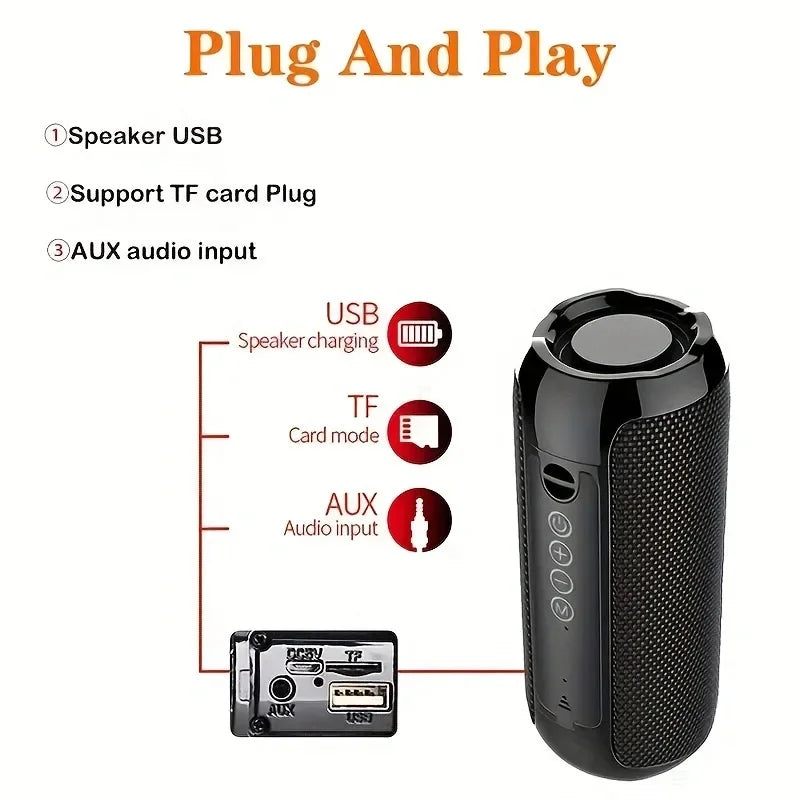 Bocina Bluetooth Portátil T&amp;G TG117 | Bluetooth 5.3 | Sonido Estéreo 10W | Manos Libres | USB, AUX y Tarjeta TF