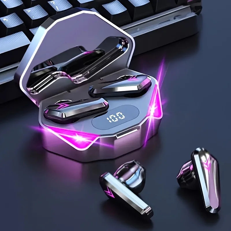 Auriculares Gaming Inalámbricos X15 Bluetooth 5.3 con Pantalla LED | Baja Latencia | Micrófono HD | Estuche de Carga