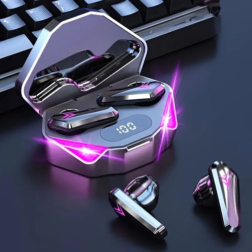 Auriculares Gaming Inalámbricos X15 Bluetooth 5.3 con Pantalla LED | Baja Latencia | Micrófono HD | Estuche de Carga