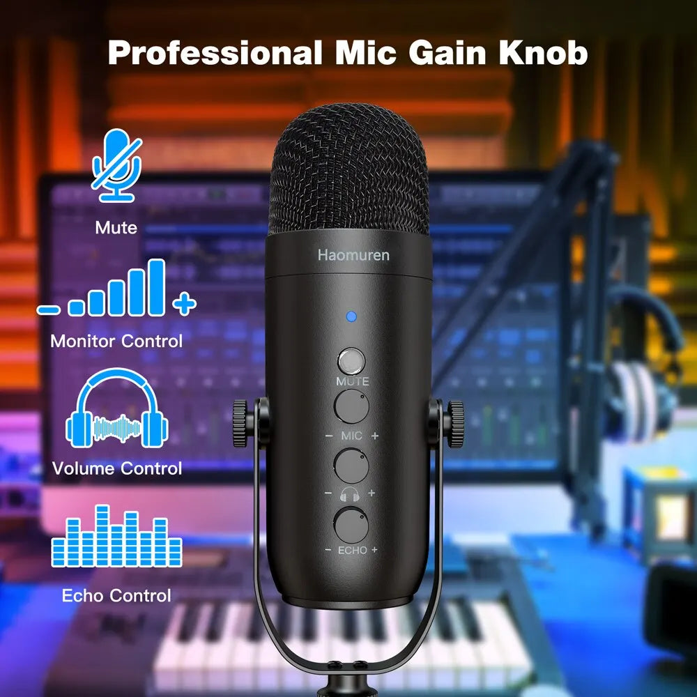 Micrófono USB Profesional para Streaming, Podcast, Gaming y Grabación | Kit Completo con Brazo Articulado