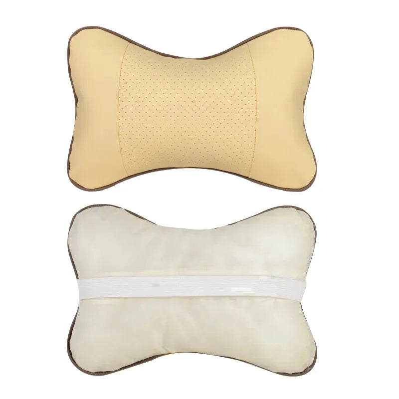 Almohada Cervical Premium para Auto | Soporte Ergonómico para Cuello | Cuero PU Suave | Universal