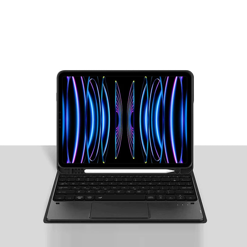 Funda con Teclado Bluetooth para iPad Pro 11" y iPad Air | Touchpad Multigestos | Retroiluminación RGB | Soporte para Apple Pencil