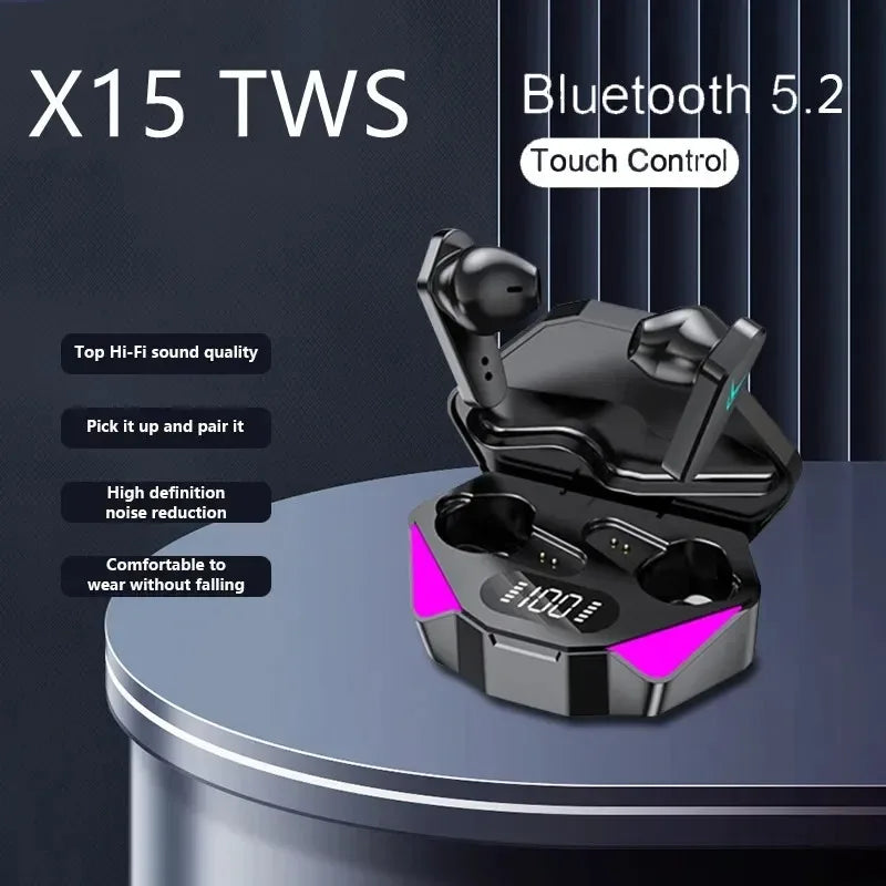 Audífonos Inalámbricos Gamer X15 TWS Bluetooth 5.3 – Baja Latencia, Sonido Hi-Fi y Estuche con Pantalla LED