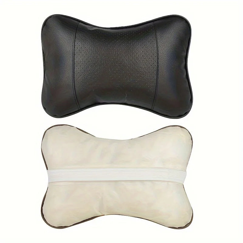 Almohada Cervical Premium para Auto | Soporte Ergonómico para Cuello | Cuero PU Suave | Universal
