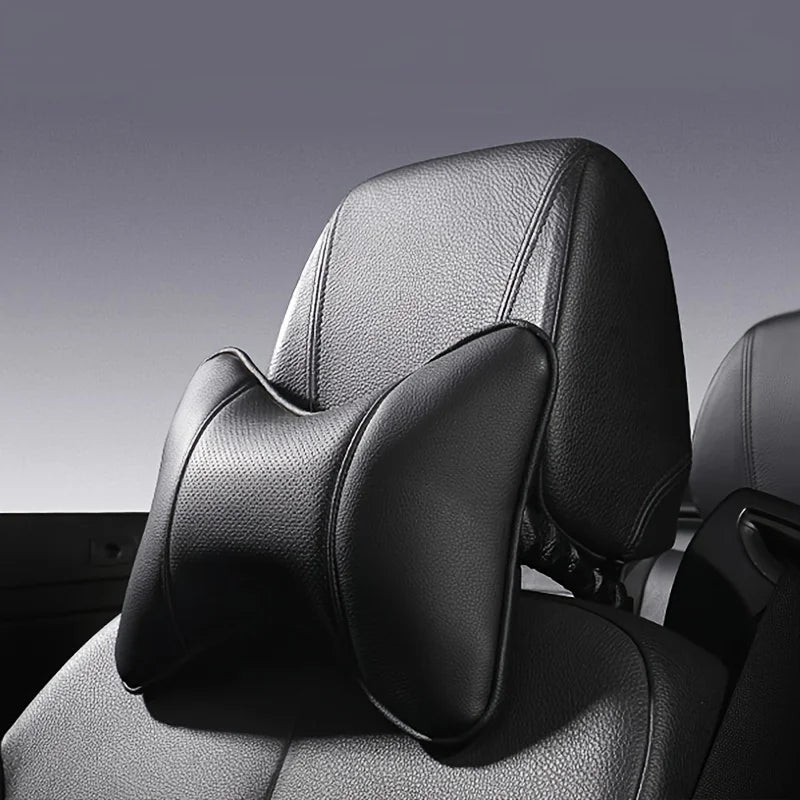 Almohada Cervical Premium para Auto | Soporte Ergonómico para Cuello | Cuero PU Suave | Universal