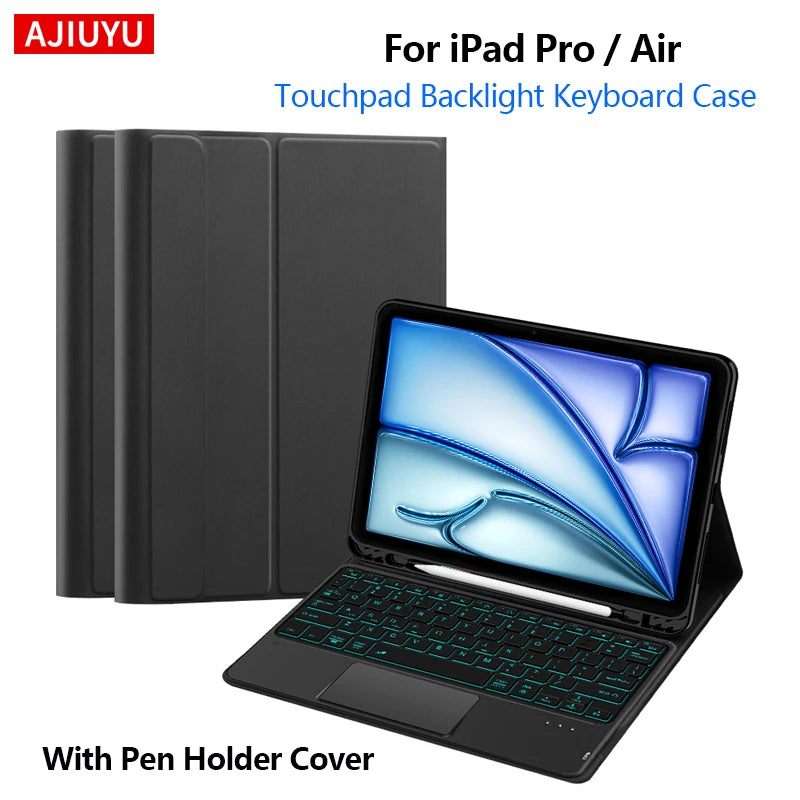 Funda con Teclado Bluetooth para iPad Pro 11" y iPad Air | Touchpad Multigestos | Retroiluminación RGB | Soporte para Apple Pencil