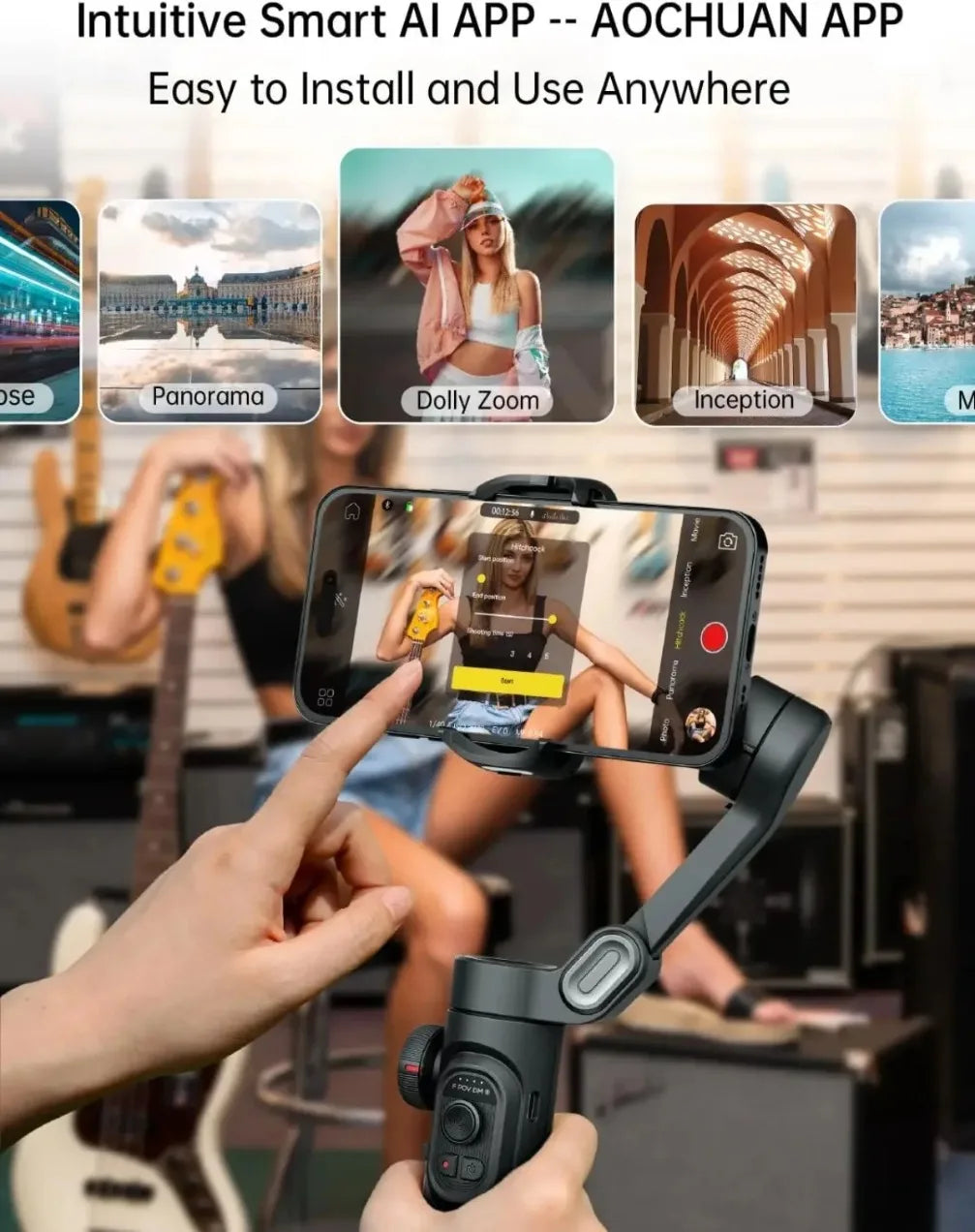 Estabilizador Gimbal Inteligente AOCHUAN Smart XE de 3 Ejes para Smartphone | Seguimiento IA, Bluetooth y Trípode Incluido