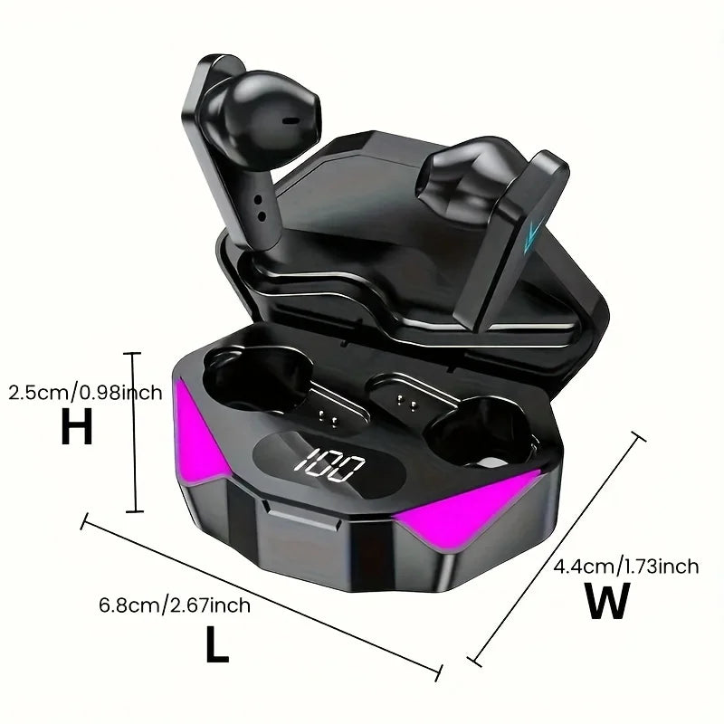 Auriculares Gaming Inalámbricos X15 Bluetooth 5.3 con Pantalla LED | Baja Latencia | Micrófono HD | Estuche de Carga