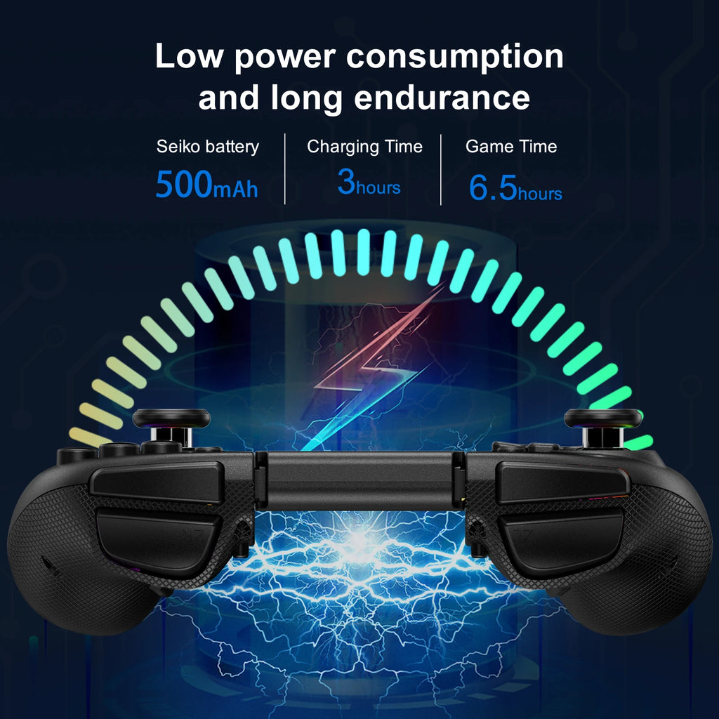 Control Inalámbrico Bluetooth RGB para Nintendo Switch, PC, Android, iPhone y Steam | Hall Effect, Giroscopio 6 Ejes y Turbo