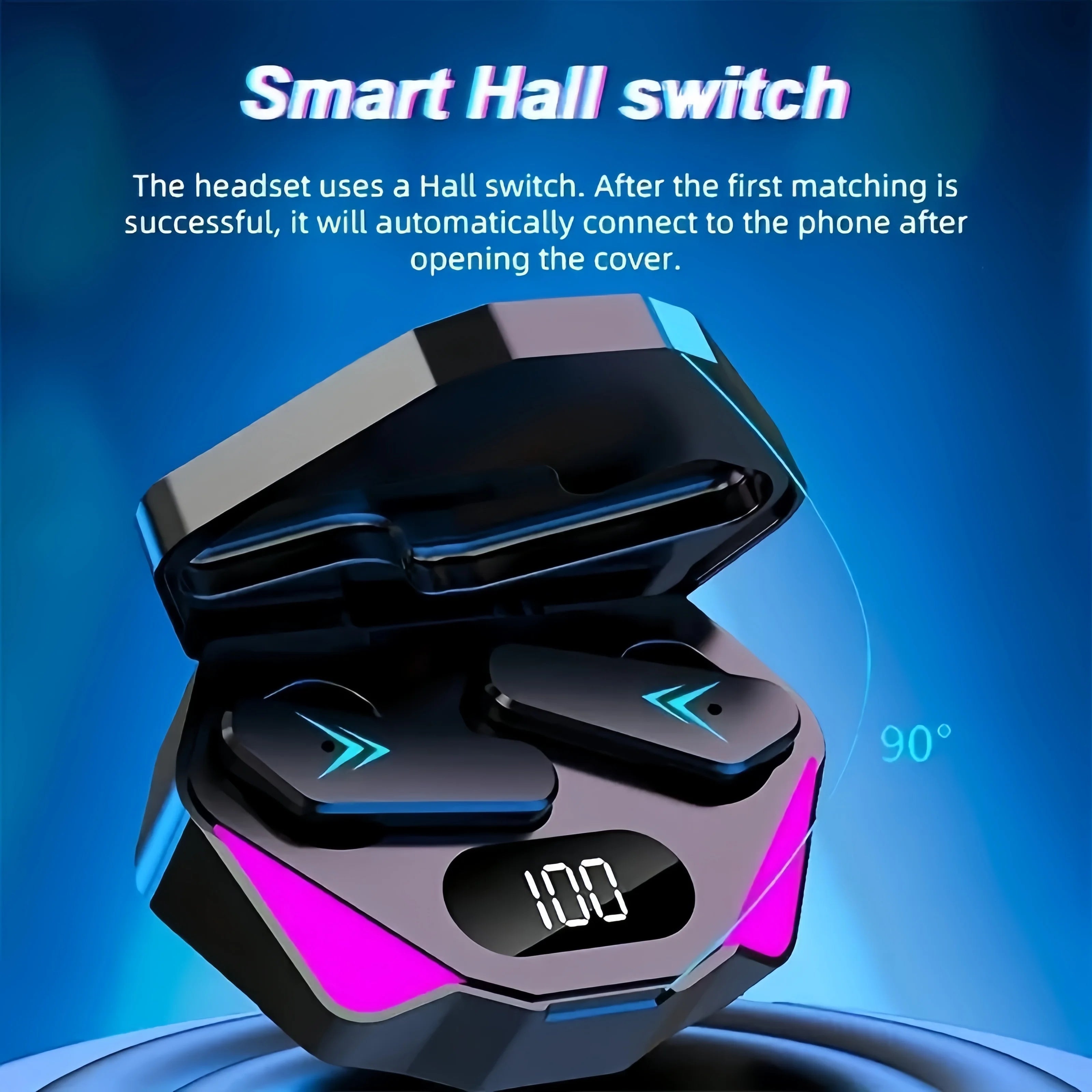 Auriculares Gaming Inalámbricos X15 Bluetooth 5.3 con Pantalla LED | Baja Latencia | Micrófono HD | Estuche de Carga