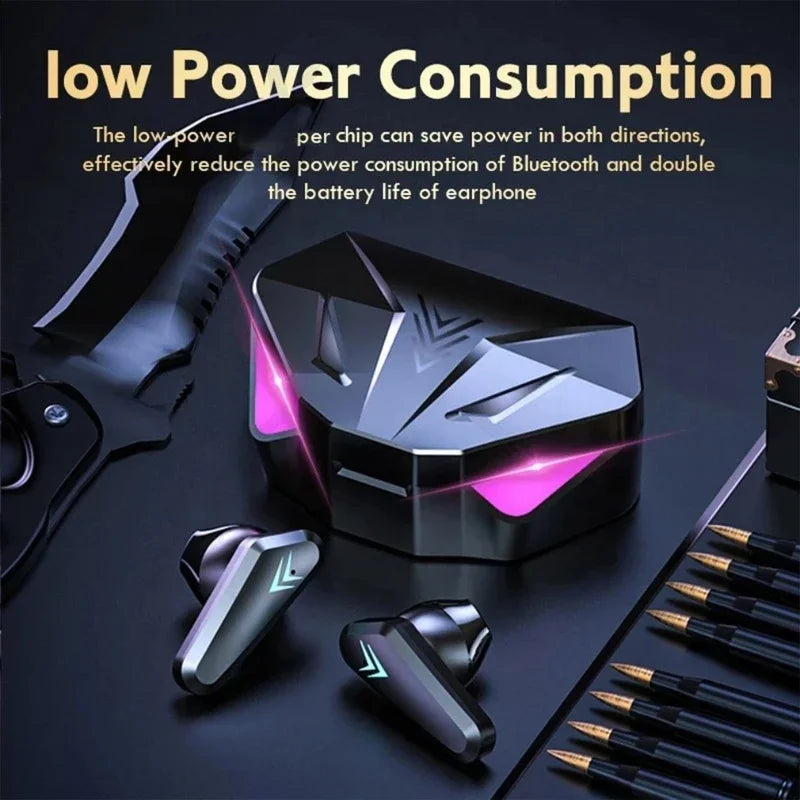 Auriculares Gaming Inalámbricos X15 Bluetooth 5.3 con Pantalla LED | Baja Latencia | Micrófono HD | Estuche de Carga