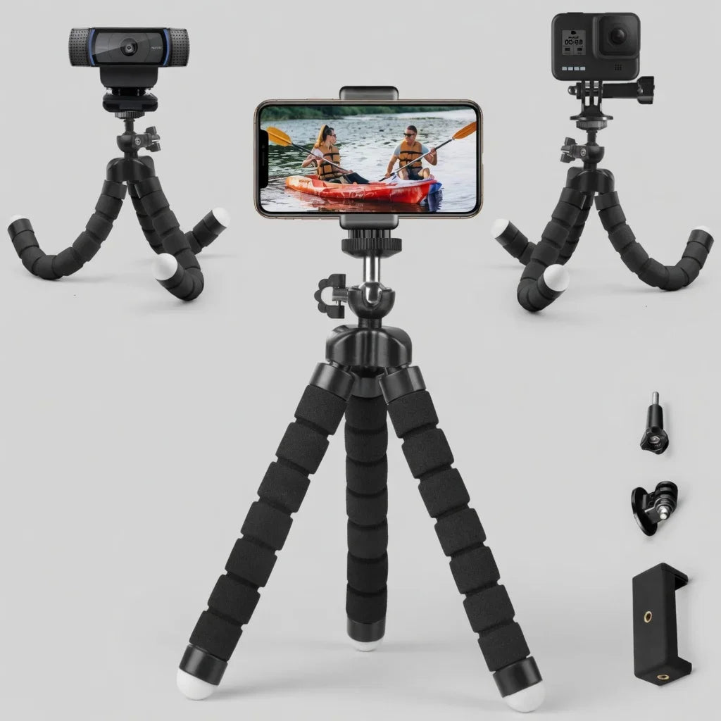 Trípode Flexible Universal con Control Remoto Bluetooth para Celular, Cámara y GoPro