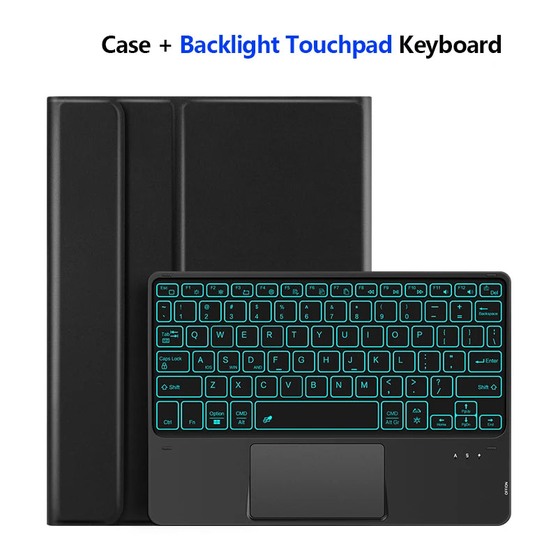 Funda con Teclado Bluetooth para iPad Pro 11" y iPad Air | Touchpad Multigestos | Retroiluminación RGB | Soporte para Apple Pencil