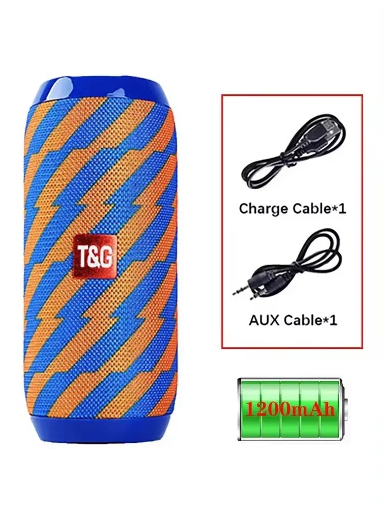 Bocina Bluetooth Portátil T&amp;G TG117 | Bluetooth 5.3 | Sonido Estéreo 10W | Manos Libres | USB, AUX y Tarjeta TF