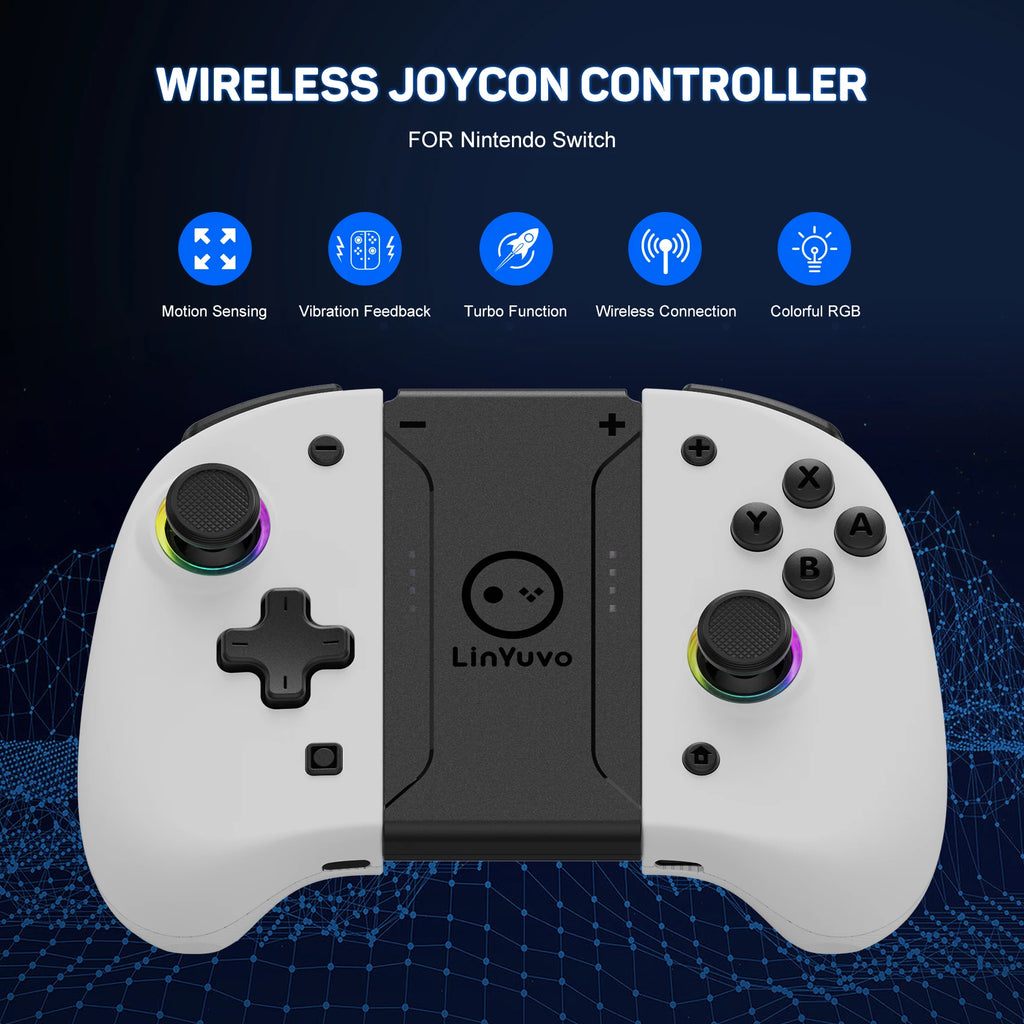 Control Inalámbrico Bluetooth RGB para Nintendo Switch, PC, Android, iPhone y Steam | Hall Effect, Giroscopio 6 Ejes y Turbo