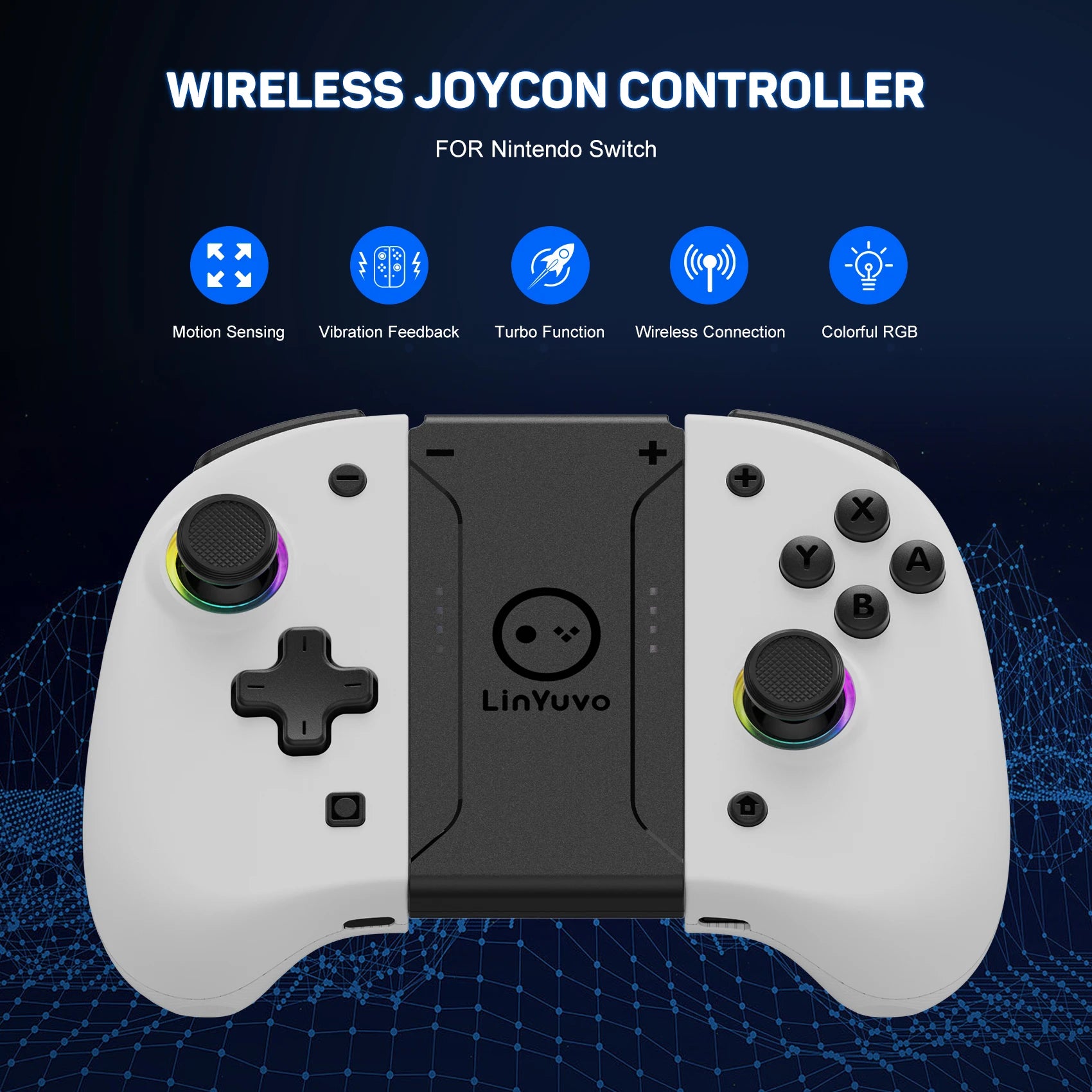 Control Inalámbrico Bluetooth RGB para Nintendo Switch, PC, Android, iPhone y Steam | Hall Effect, Giroscopio 6 Ejes y Turbo