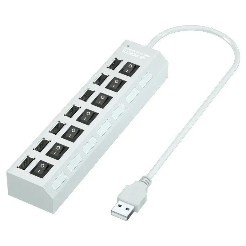 Hub USB 7 Puertos con Interruptores Individuales – Expande tu Conectividad al Máximo