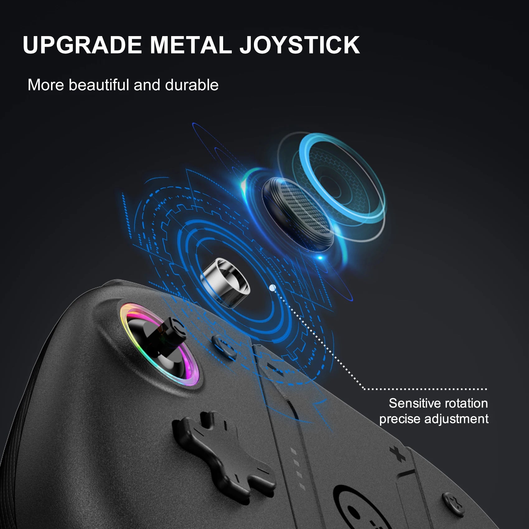 Control Inalámbrico Bluetooth RGB para Nintendo Switch, PC, Android, iPhone y Steam | Hall Effect, Giroscopio 6 Ejes y Turbo