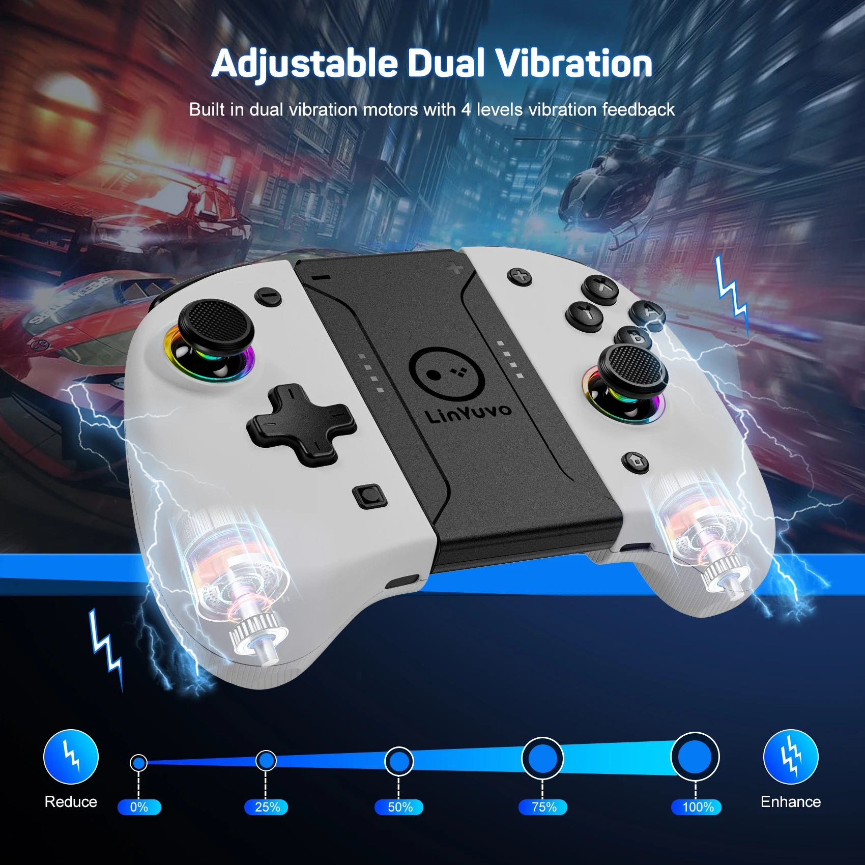 Control Inalámbrico Bluetooth RGB para Nintendo Switch, PC, Android, iPhone y Steam | Hall Effect, Giroscopio 6 Ejes y Turbo