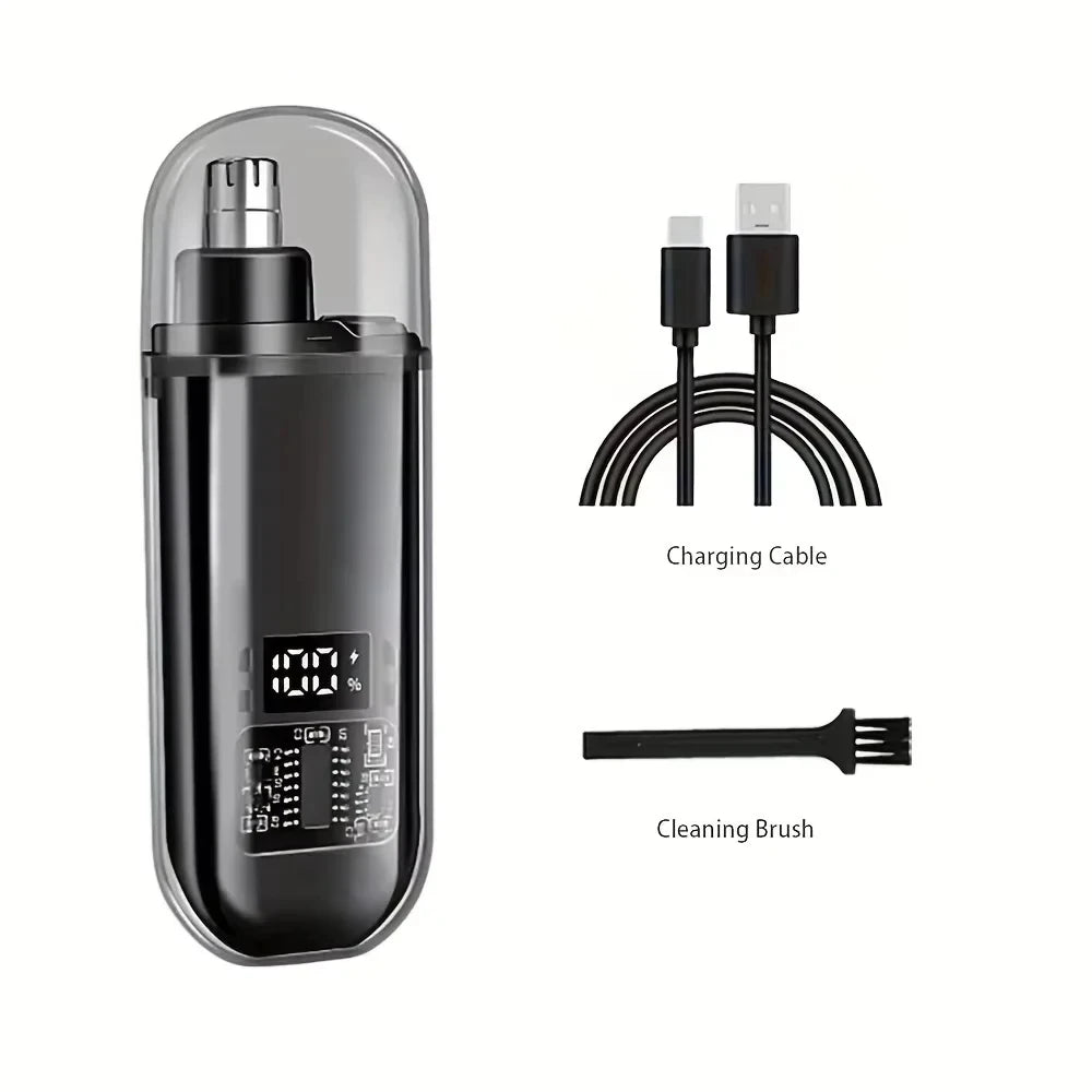 Recortadora Eléctrica de Vello Nasal USB Recargable | Pantalla LED y Cuchillas de Acero Inoxidable