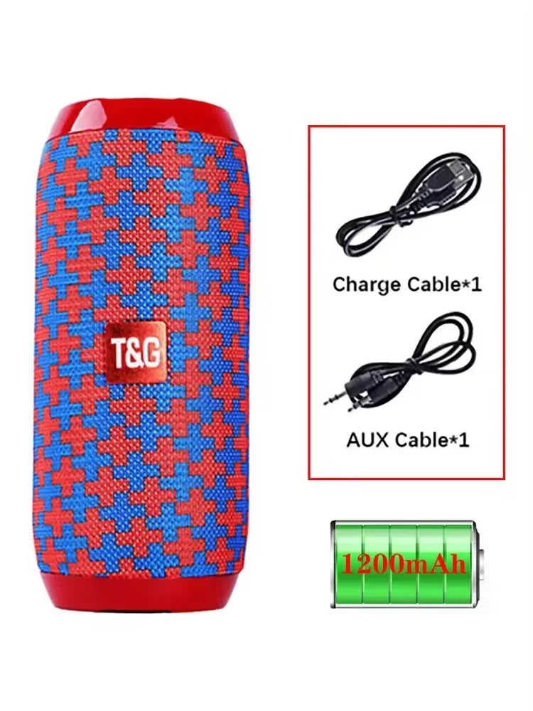 Bocina Bluetooth Portátil T&amp;G TG117 | Bluetooth 5.3 | Sonido Estéreo 10W | Manos Libres | USB, AUX y Tarjeta TF