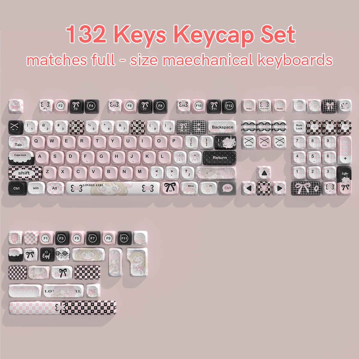 Keycaps PBT MOA Premium para Teclado Mecánico | 130+ Teclas | Dye Sublimation | Compatible Cherry MX