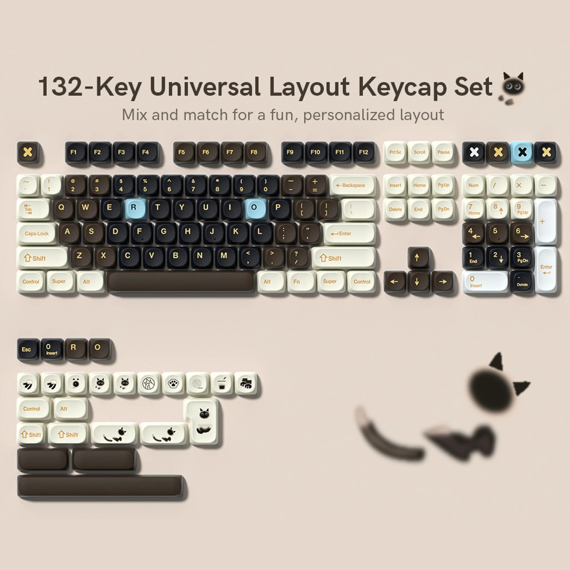 Keycaps PBT MOA Premium para Teclado Mecánico | 130+ Teclas | Dye Sublimation | Compatible Cherry MX