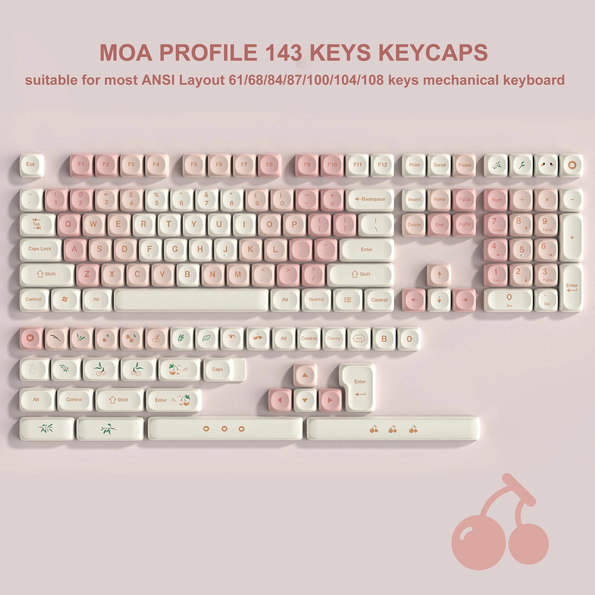 Keycaps PBT MOA Premium para Teclado Mecánico | 130+ Teclas | Dye Sublimation | Compatible Cherry MX
