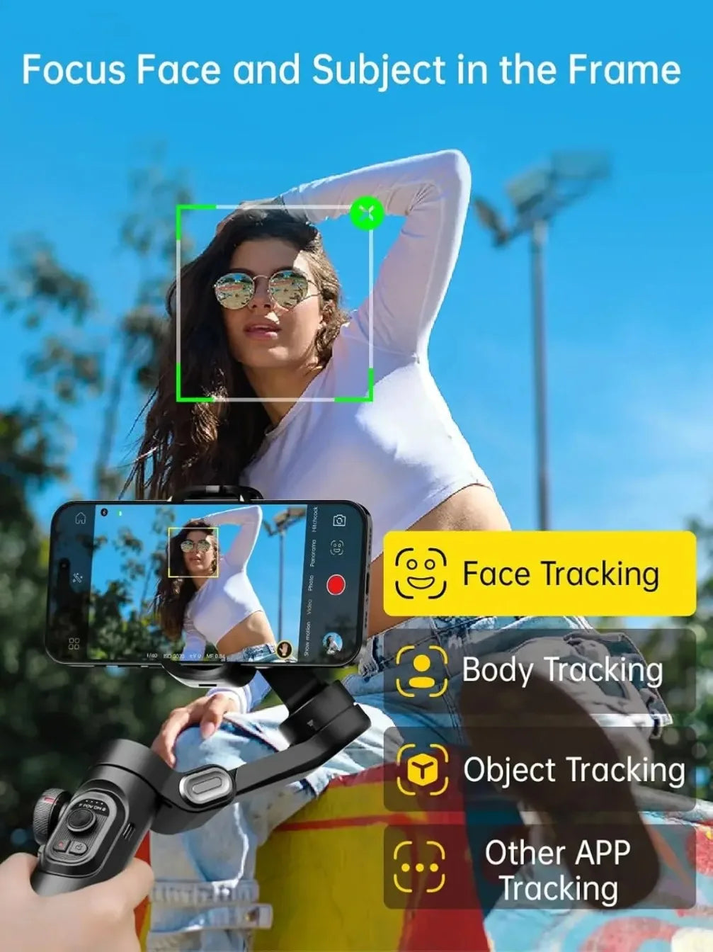 Estabilizador Gimbal Inteligente AOCHUAN Smart XE de 3 Ejes para Smartphone | Seguimiento IA, Bluetooth y Trípode Incluido