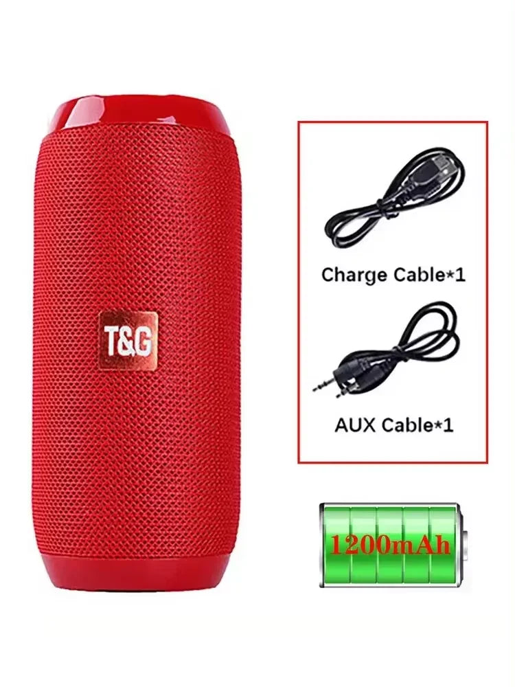 Bocina Bluetooth Portátil T&amp;G TG117 | Bluetooth 5.3 | Sonido Estéreo 10W | Manos Libres | USB, AUX y Tarjeta TF