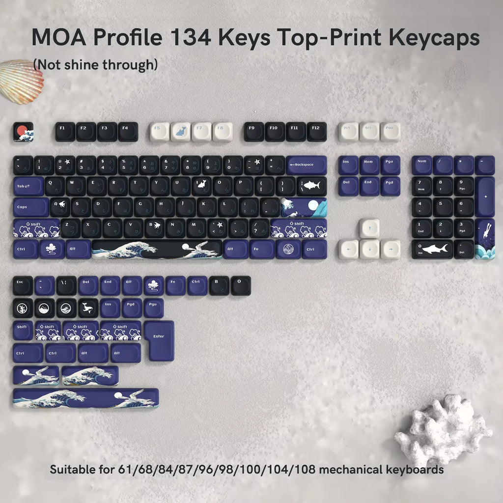 Keycaps PBT MOA Premium para Teclado Mecánico | 130+ Teclas | Dye Sublimation | Compatible Cherry MX
